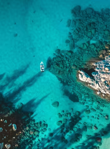 Carribean sea with fishing boat